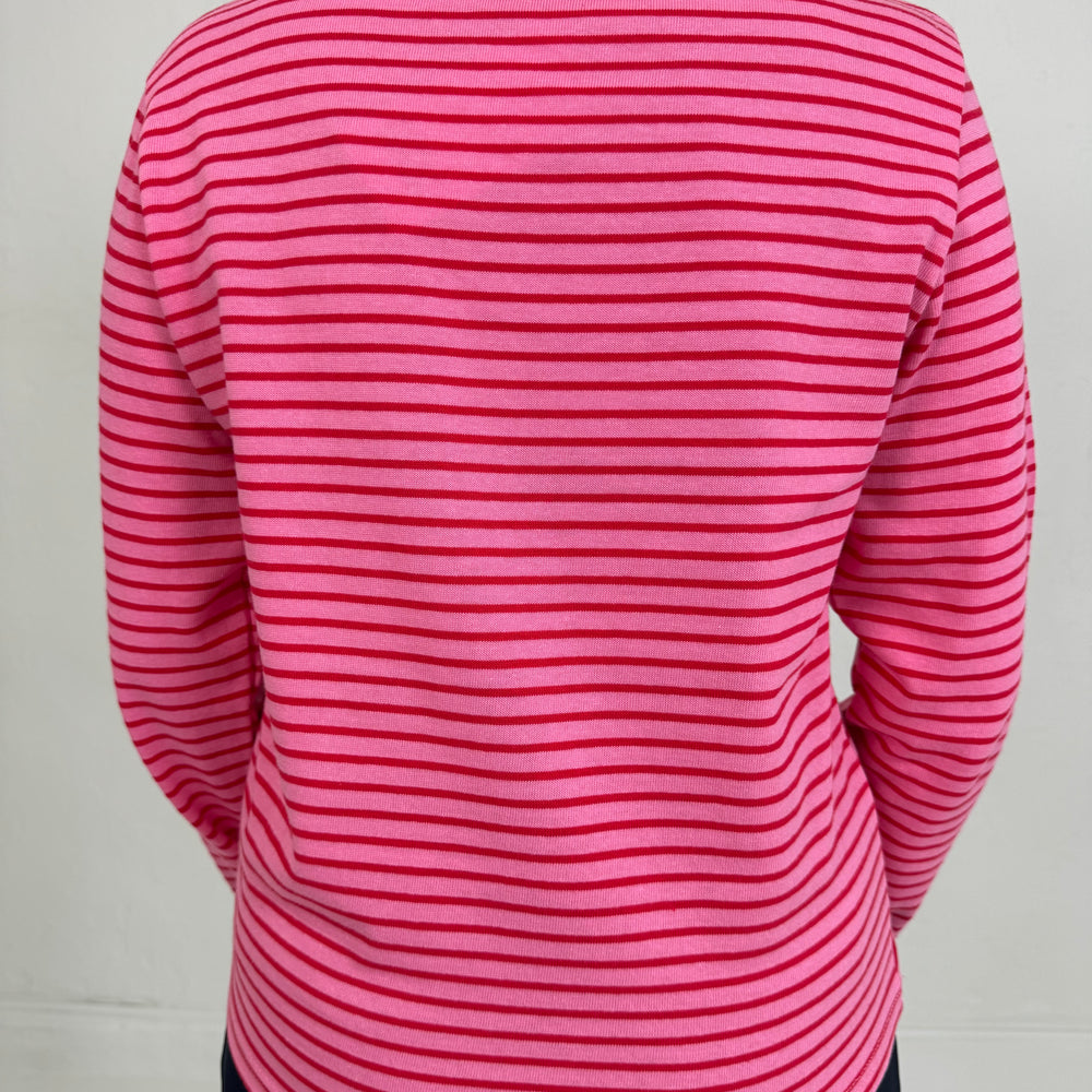 GESTREEPT LANGE MOUWEN SHIRT ROZE