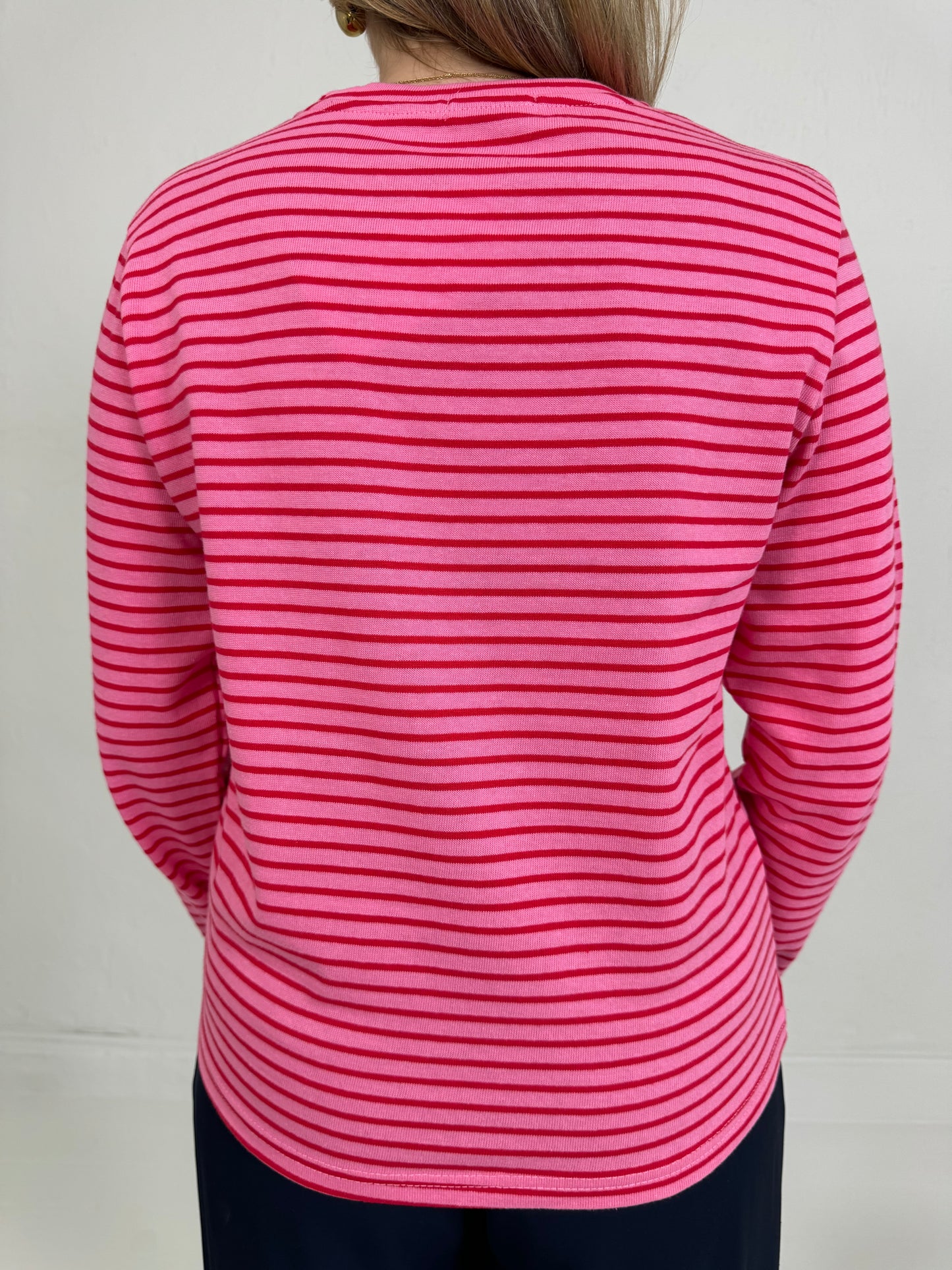 GESTREEPT LANGE MOUWEN SHIRT ROZE