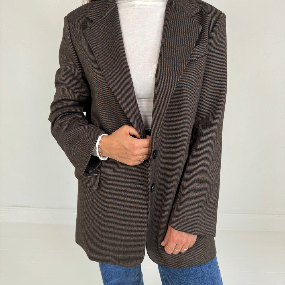 TEXTURD OVERSIZED BLAZER BROWN