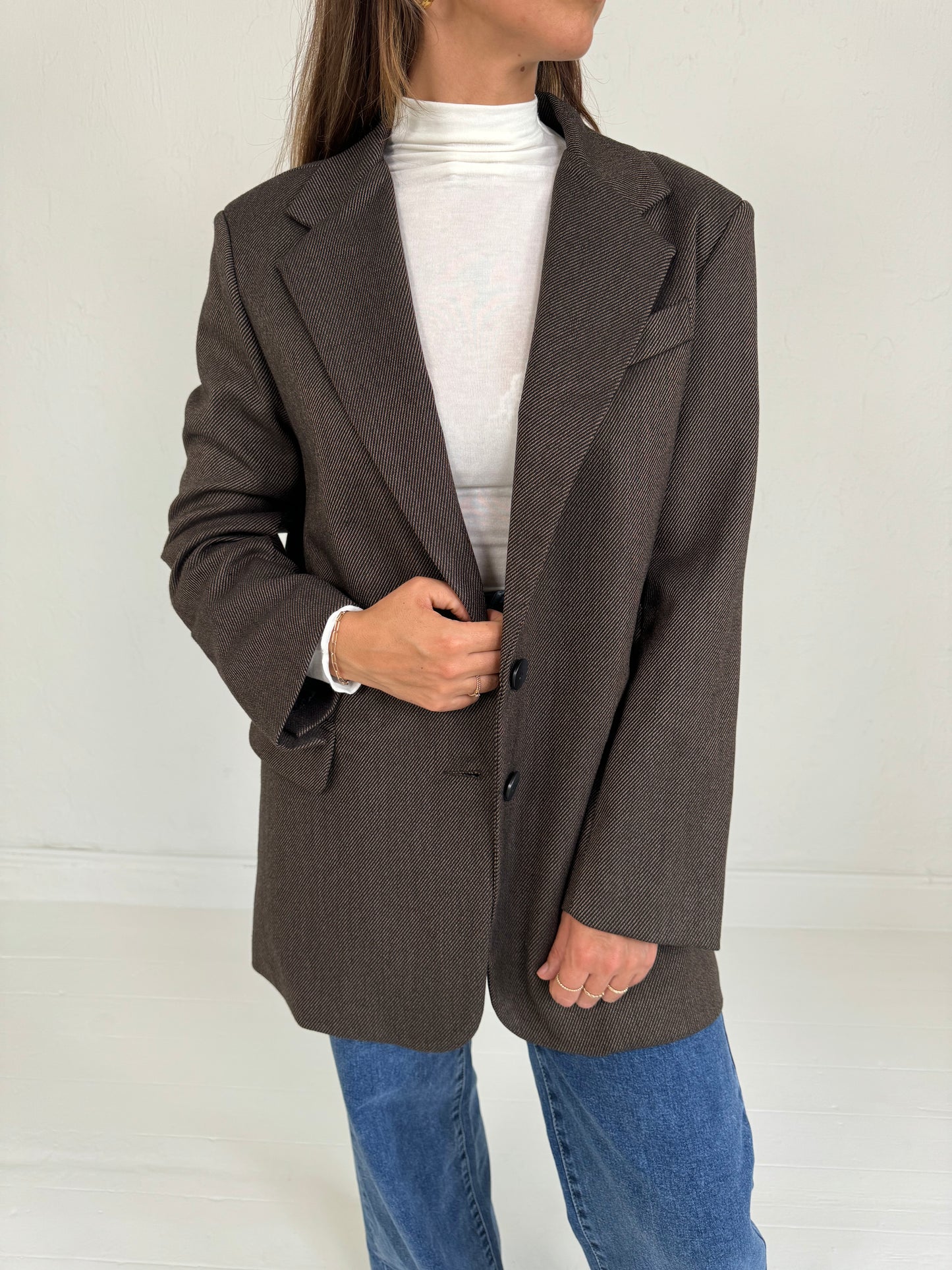 TEXTURD OVERSIZED BLAZER BROWN