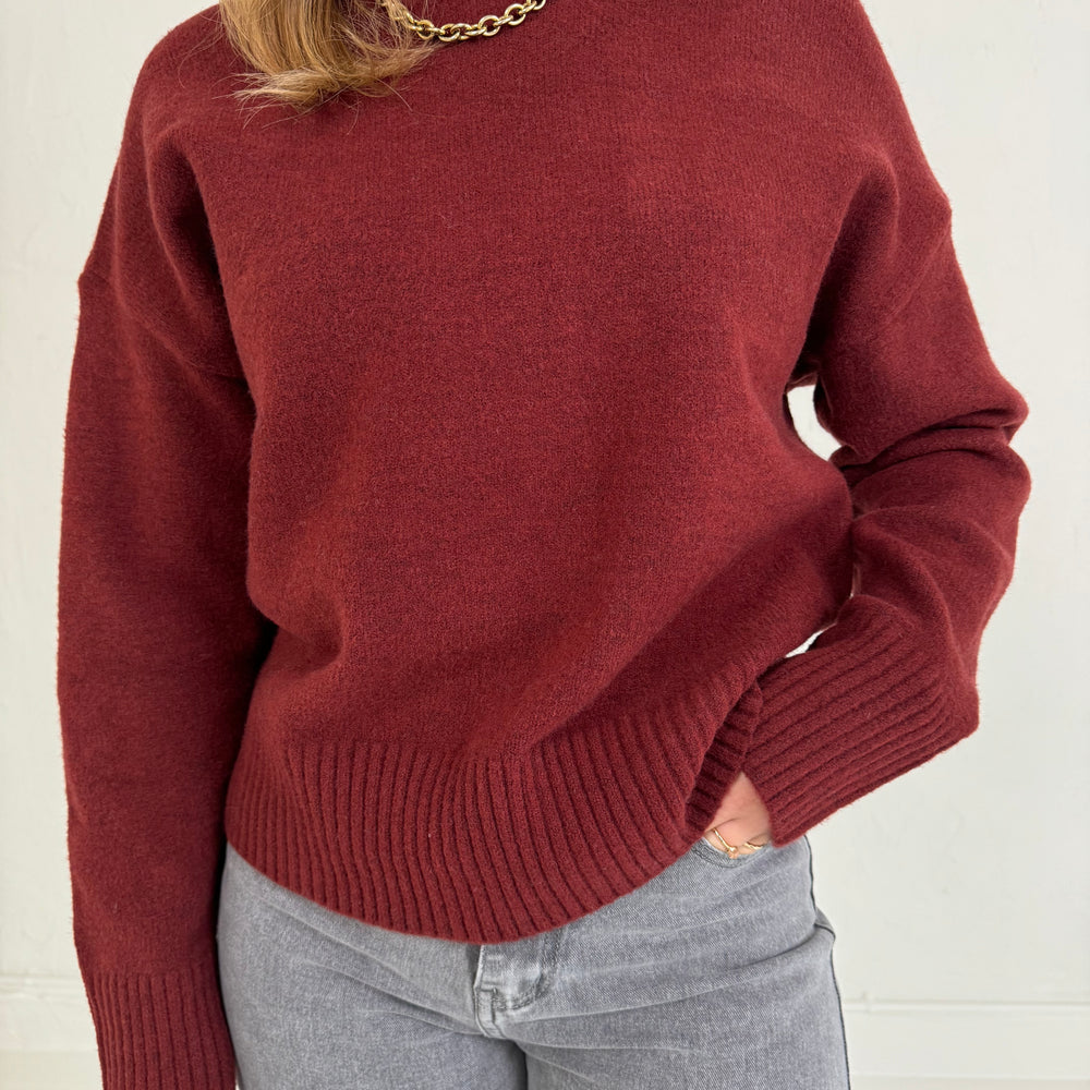 GEBREIDE OVERSIZED TRUI BORDEAUX