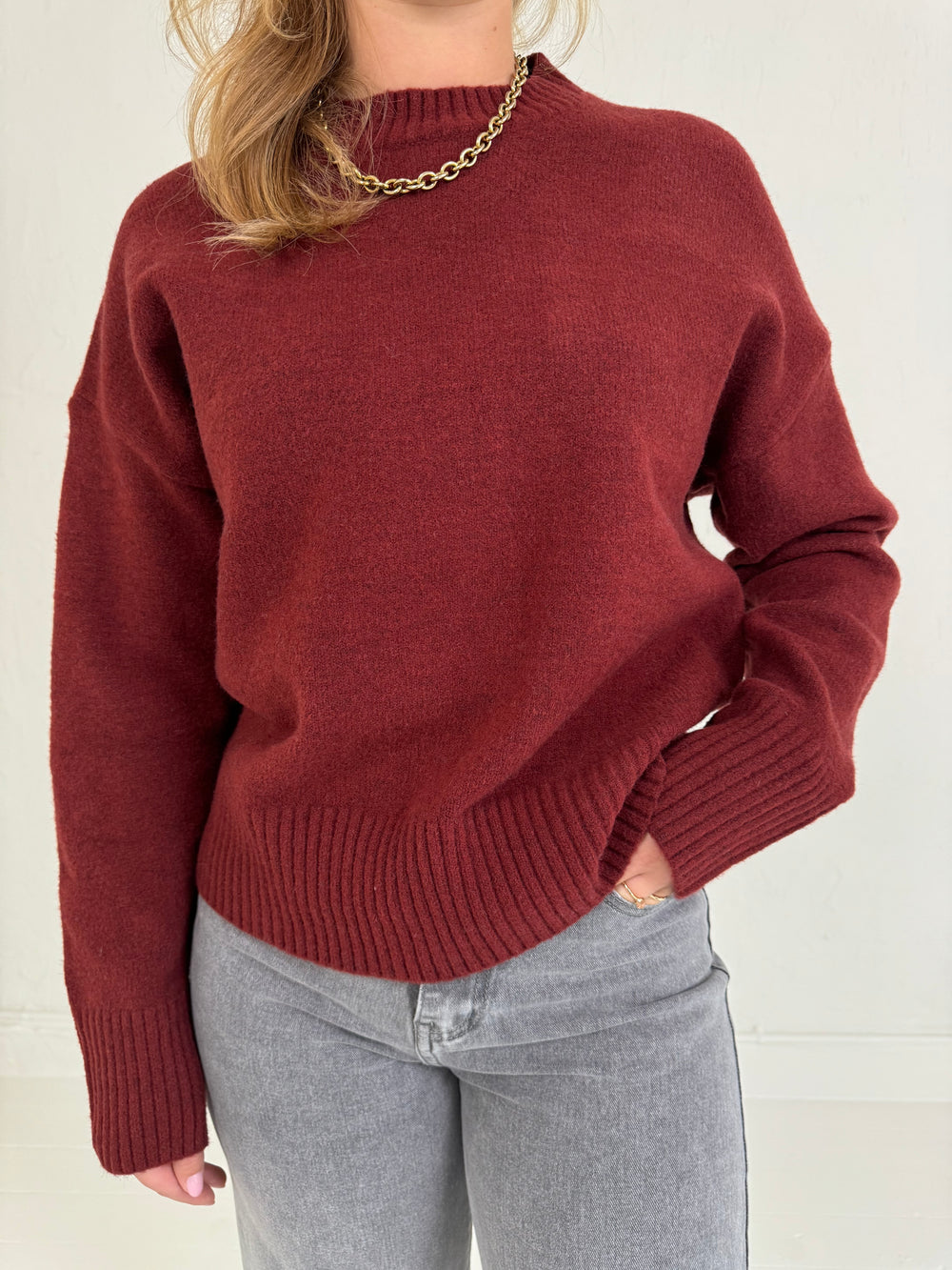 GEBREIDE OVERSIZED TRUI BORDEAUX