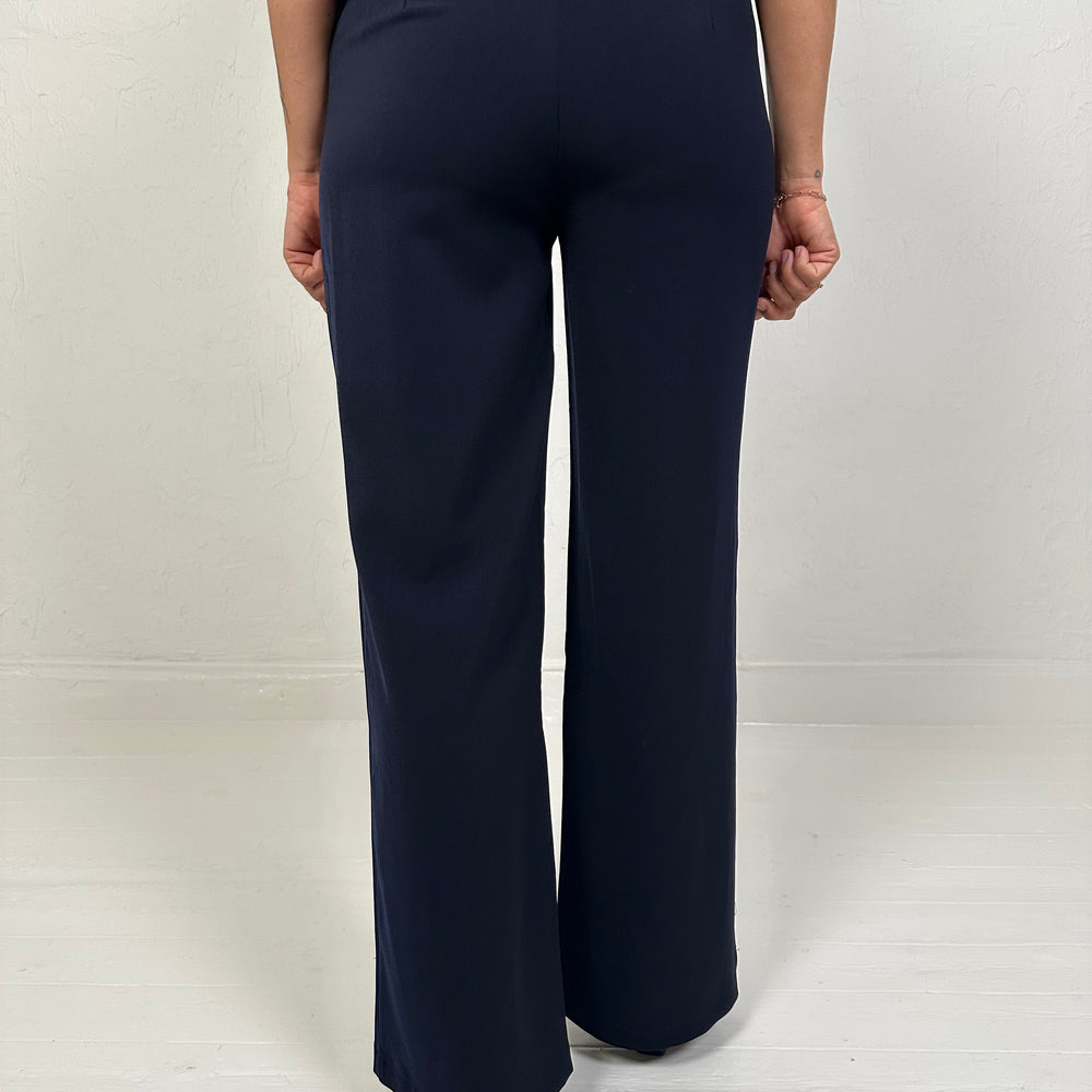 WIJDE PANTALON VAN STEVIGE STOF MARINEBLAUW