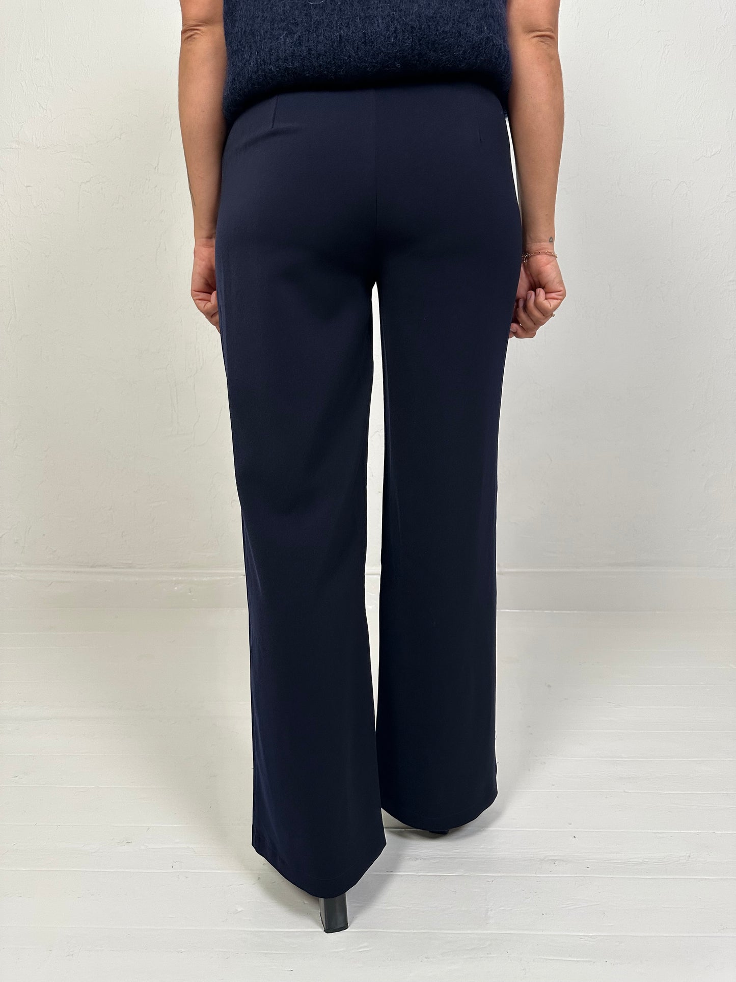 WIJDE PANTALON VAN STEVIGE STOF MARINEBLAUW