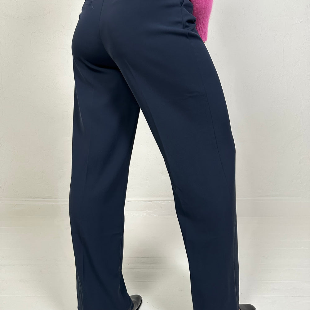 HIGH WAIST PANTALON DONKERBLAUW