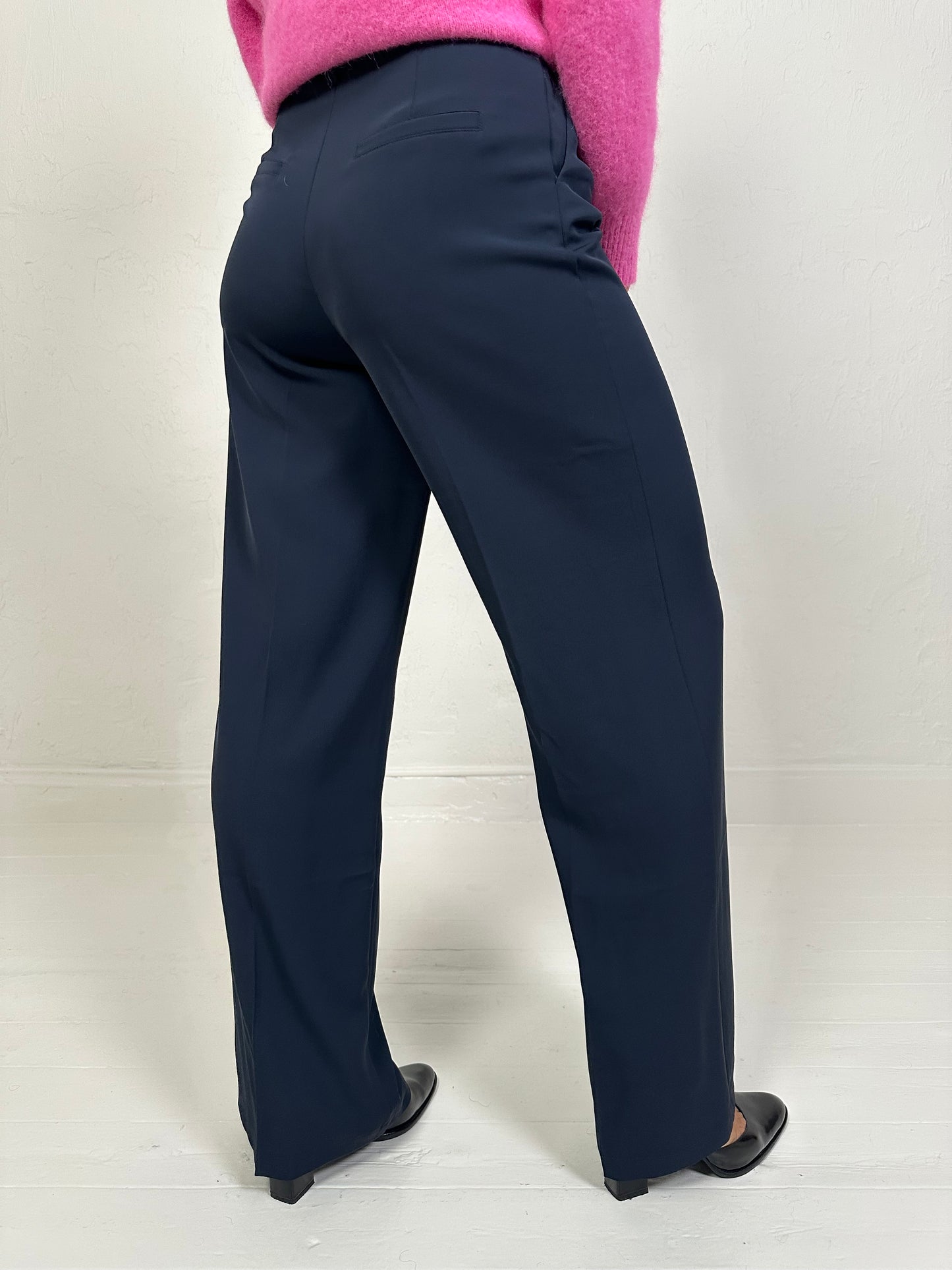 HIGH WAIST PANTALON DONKERBLAUW