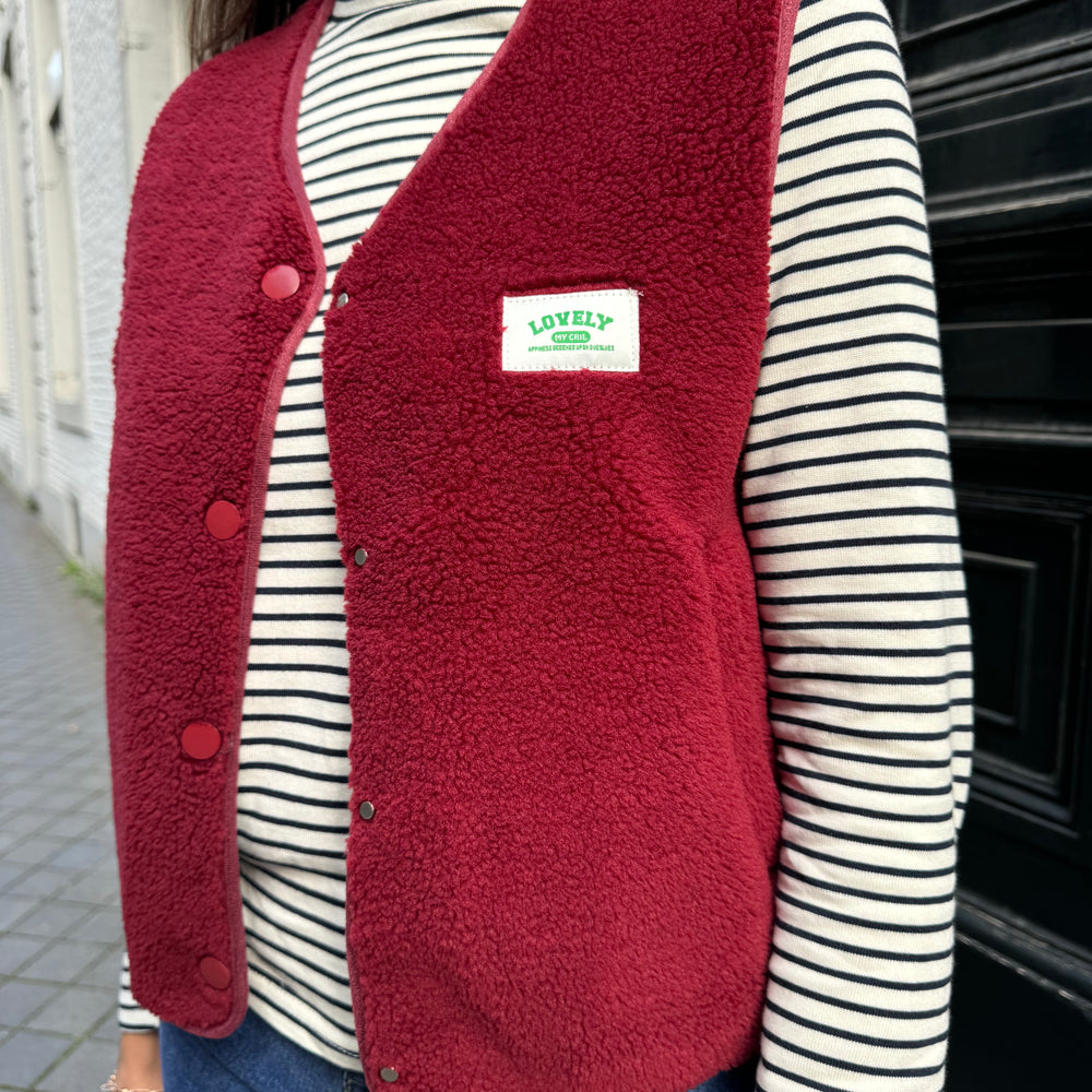 TEDDY GILET BORDEAUX