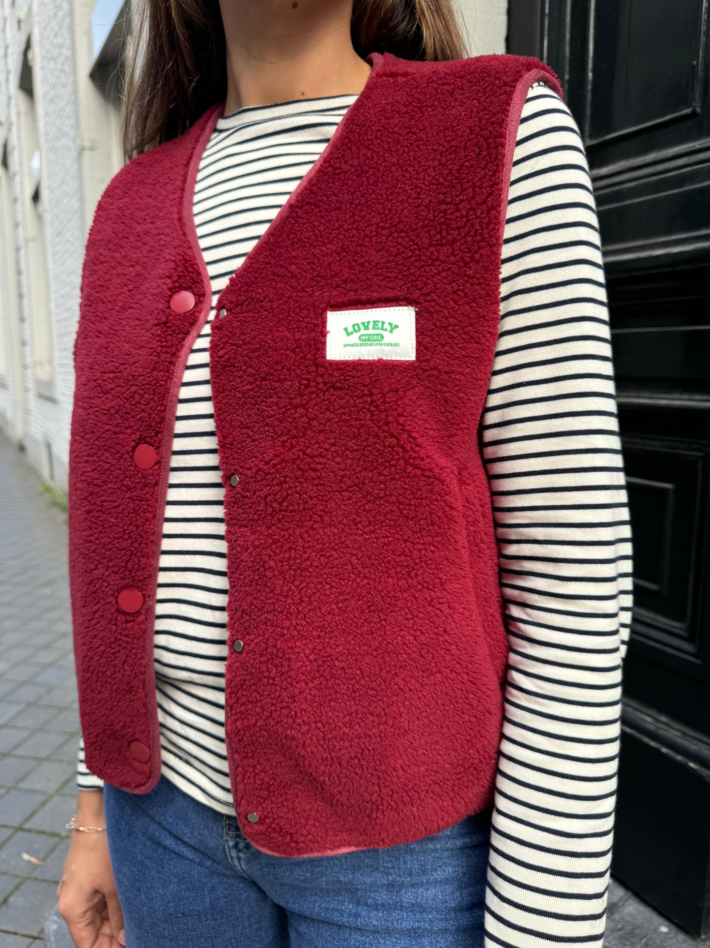 TEDDY GILET BORDEAUX