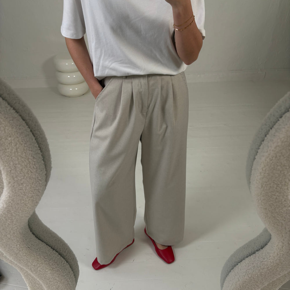 LINNEN LOOK PANTALON BEIGE