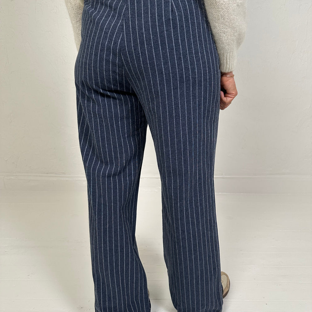 GESTREEPTE WIJDE PANTALON BLAUW