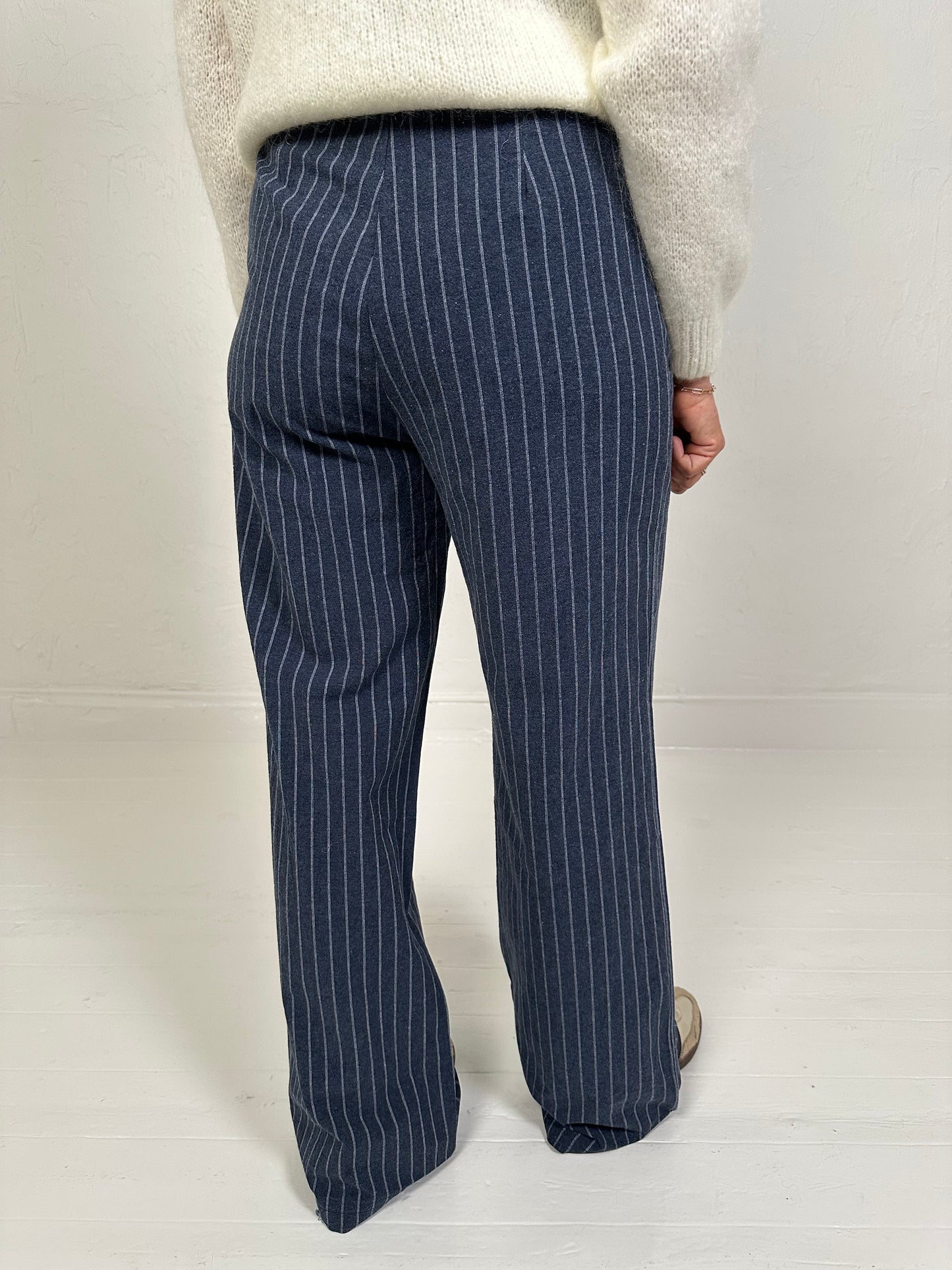 GESTREEPTE WIJDE PANTALON BLAUW