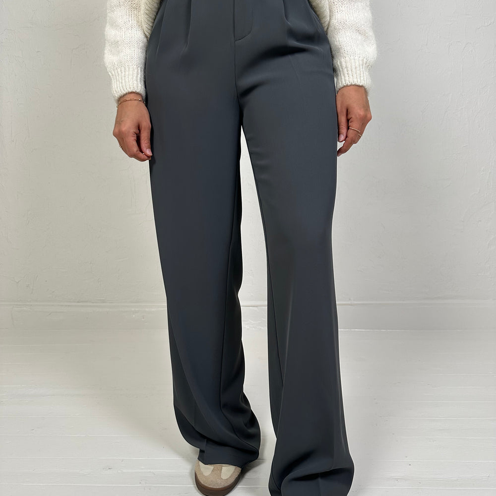 HIGH WAIST PANTALON DONKER GRIJS