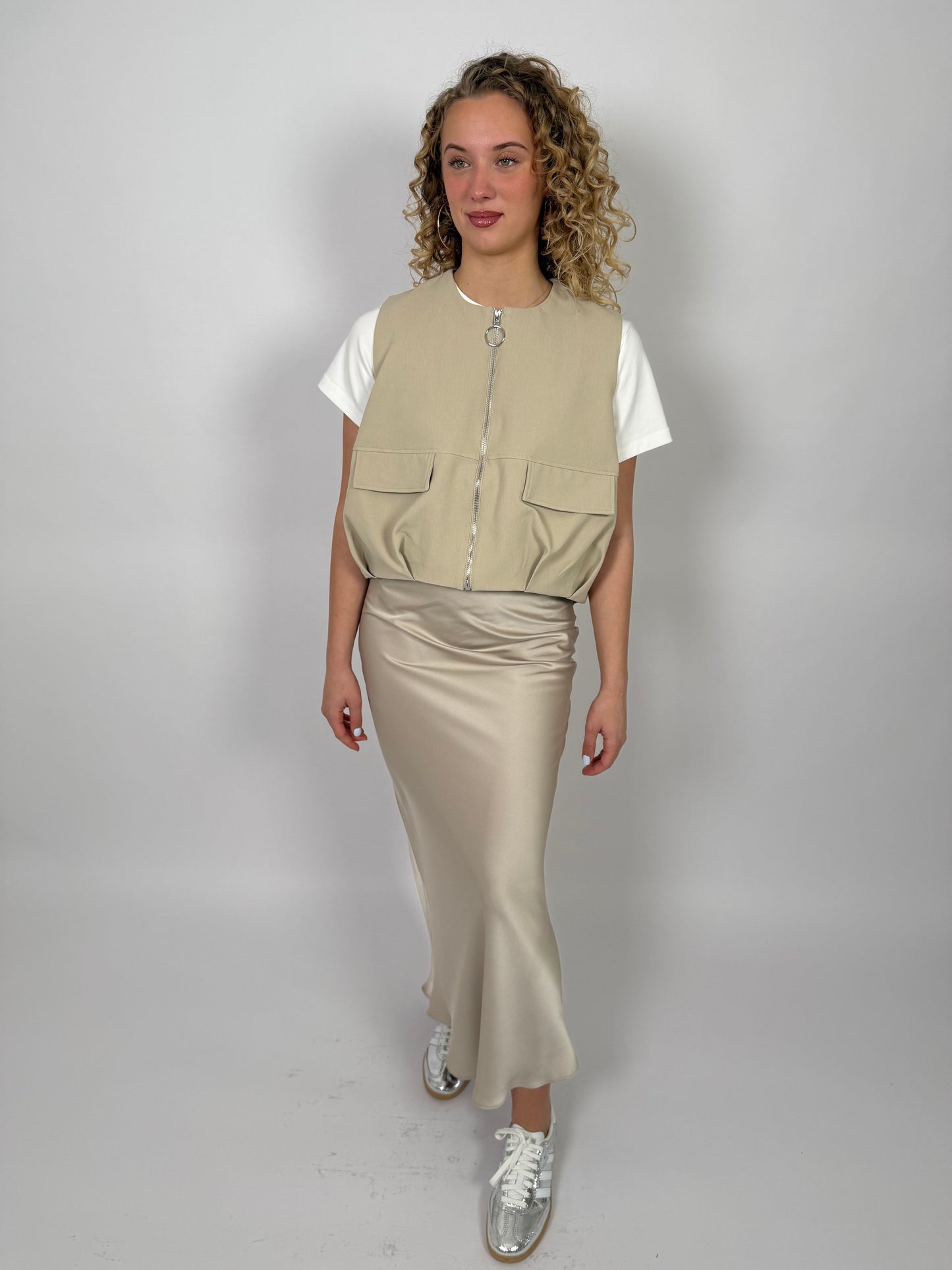 GILET MET RITS BEIGE