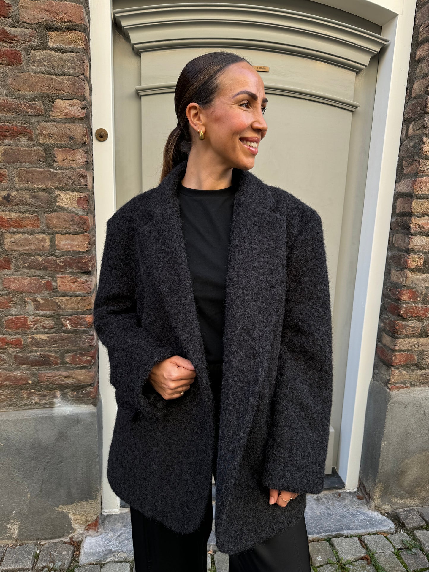 WOLLEN OVERSIZED BLAZER ZWART