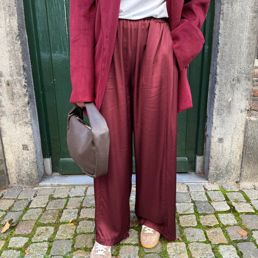 SATIJNEN BROEK BORDEAUX