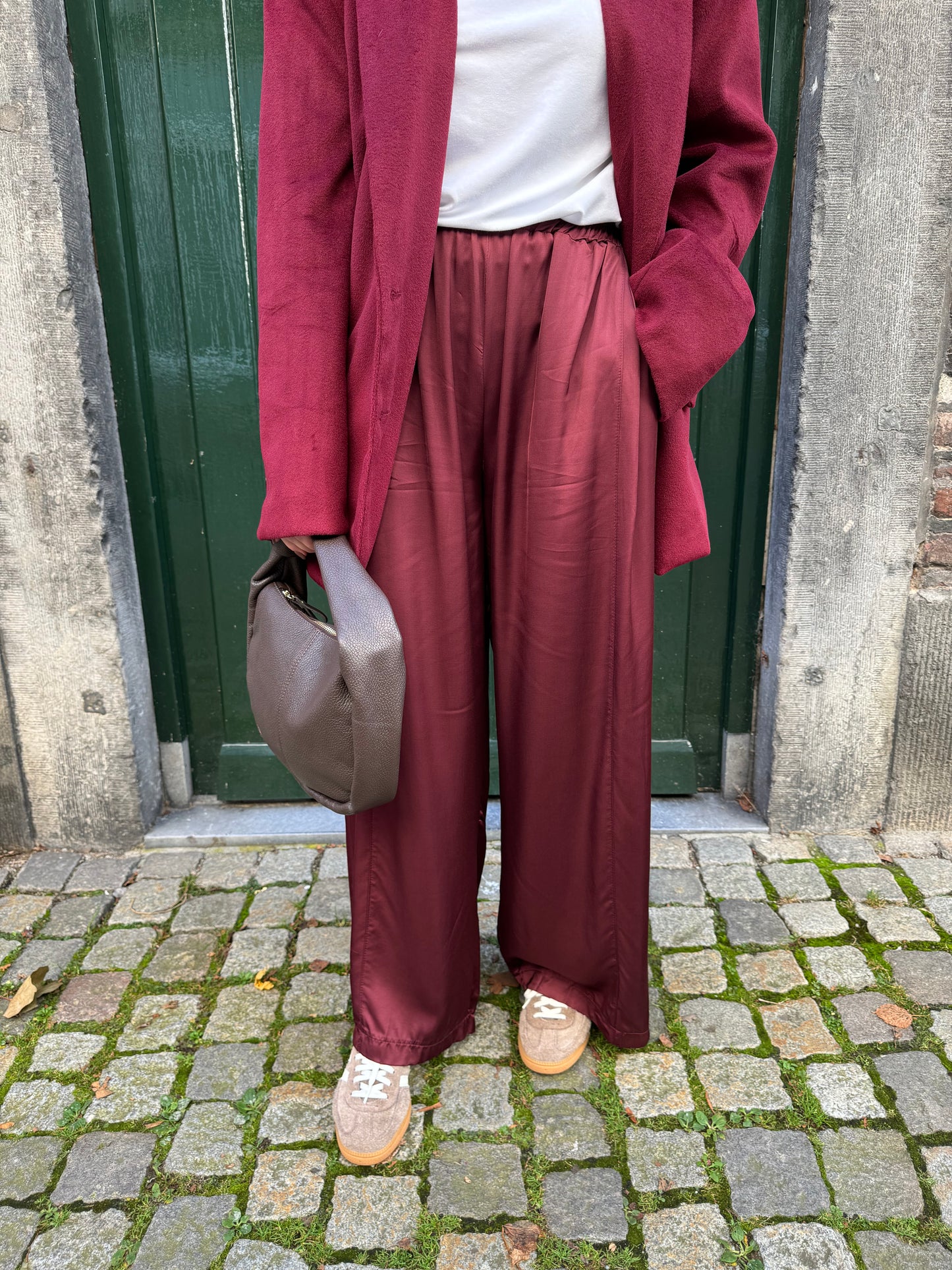 SATIJNEN BROEK BORDEAUX