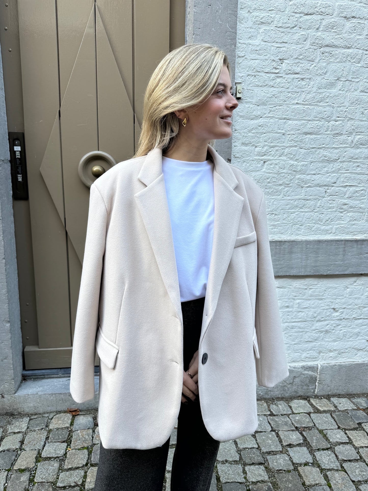 ZACHTE BLAZER LICHTBEIGE