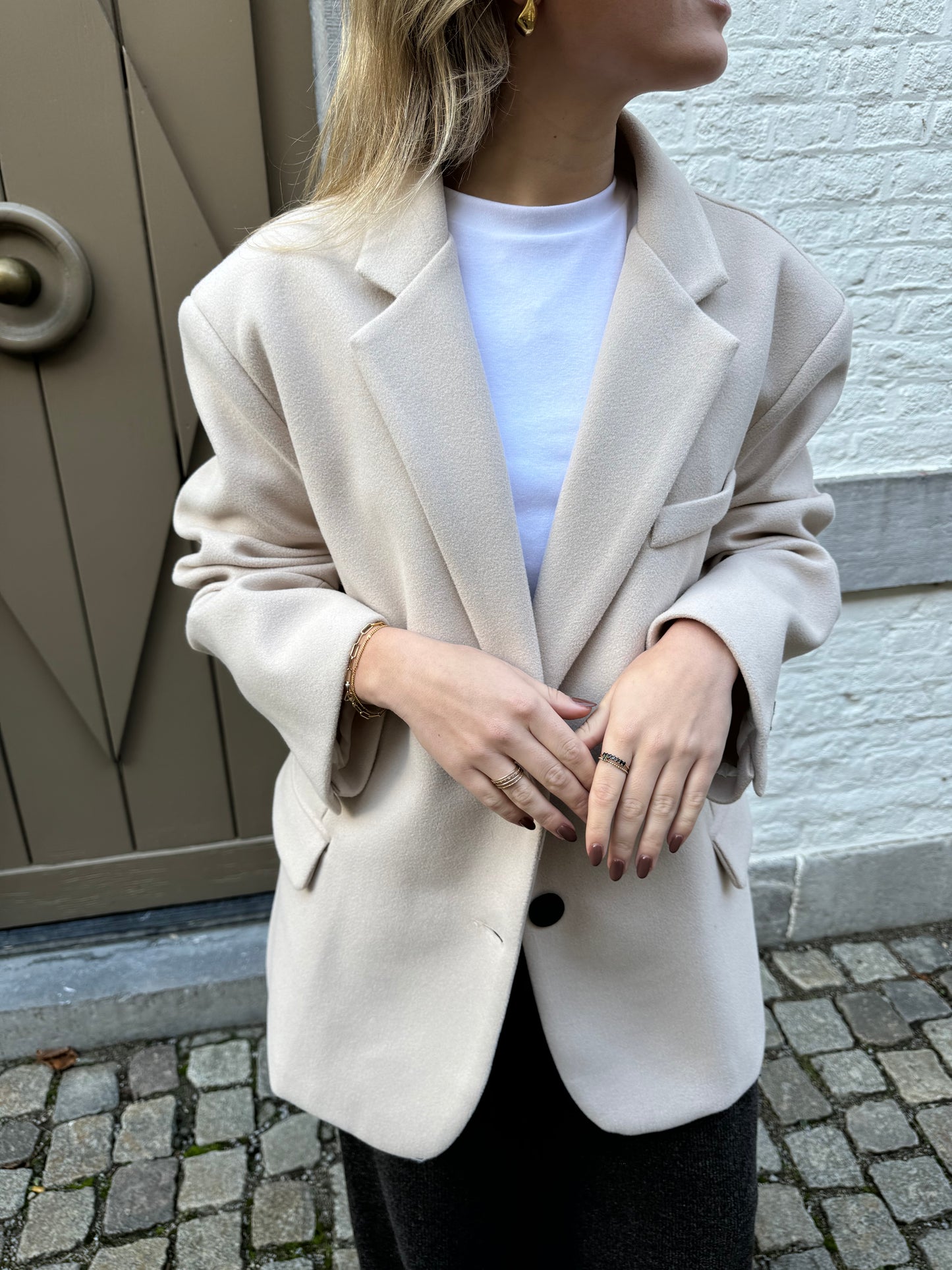 ZACHTE BLAZER LICHTBEIGE