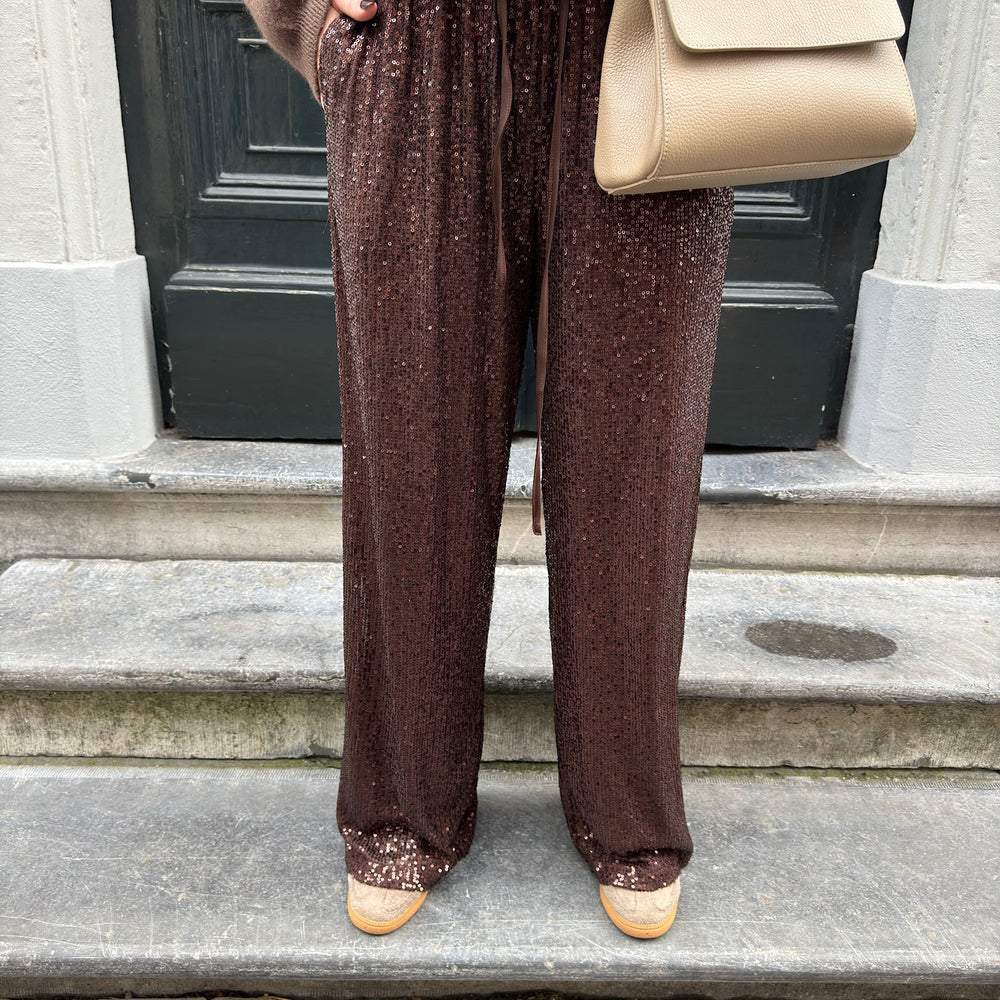 PAILLETTEN BROEK CHOCO