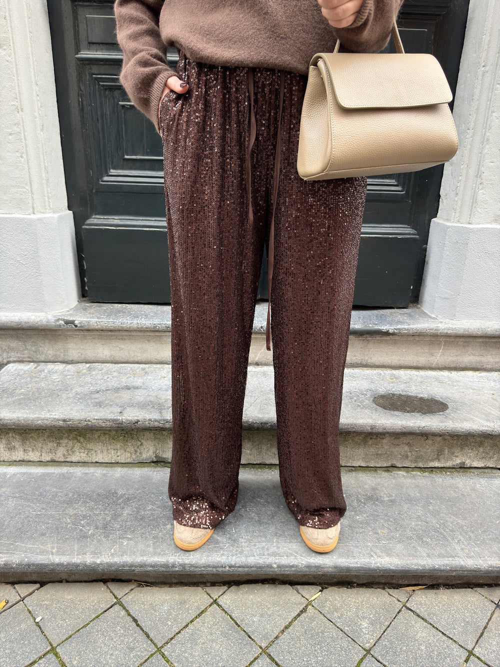 PAILLETTEN BROEK CHOCO