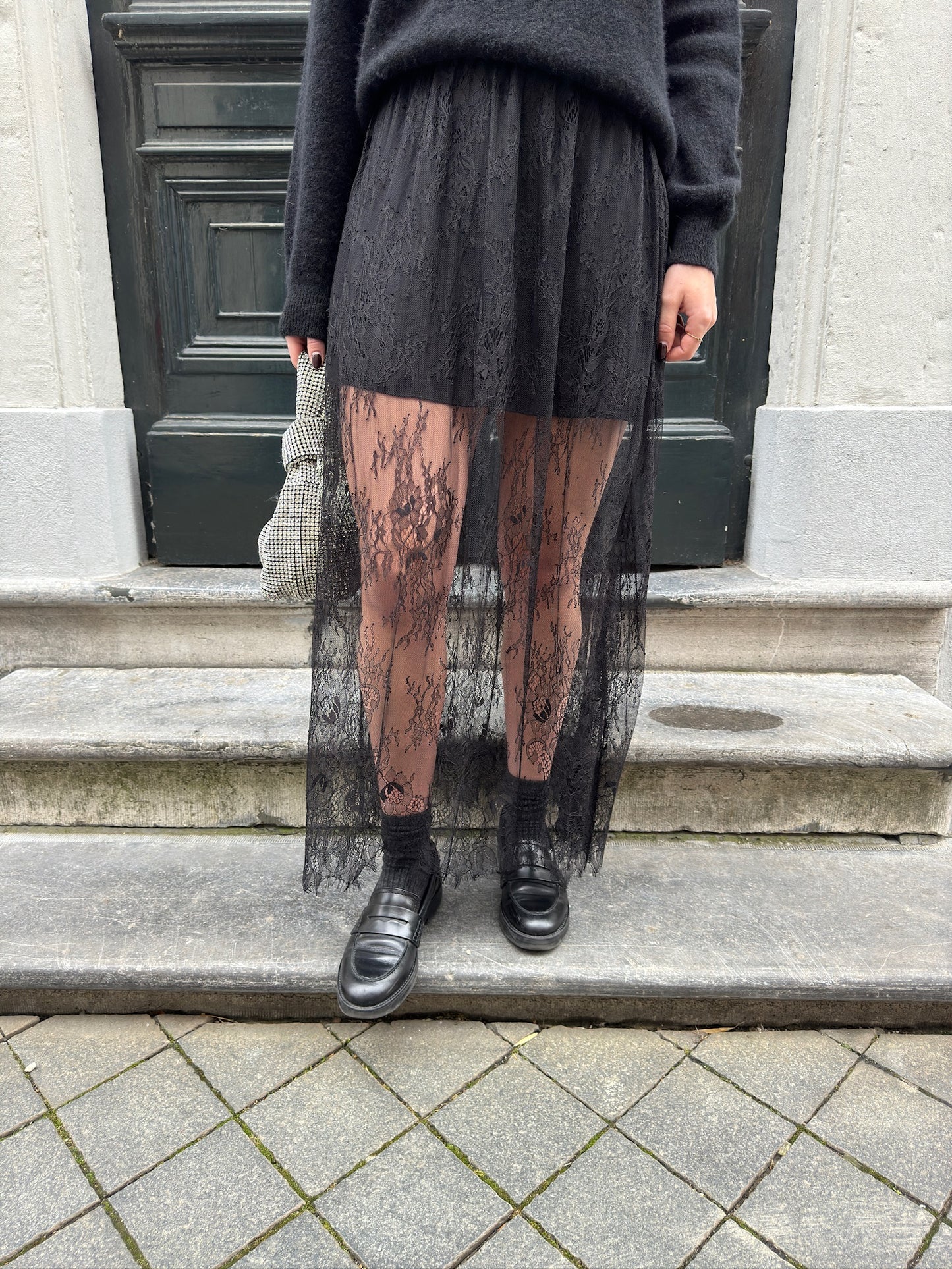 LACE ROK ZWART